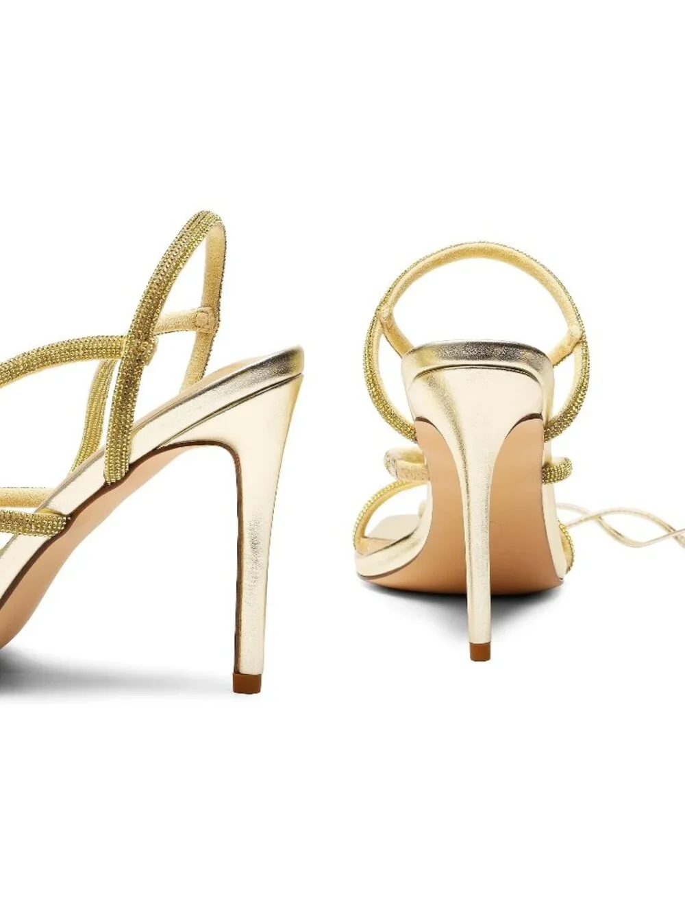 Women's Gold Strappy Stilettos Gladiator Sexy Square Toe Open Toe Pump Sandals